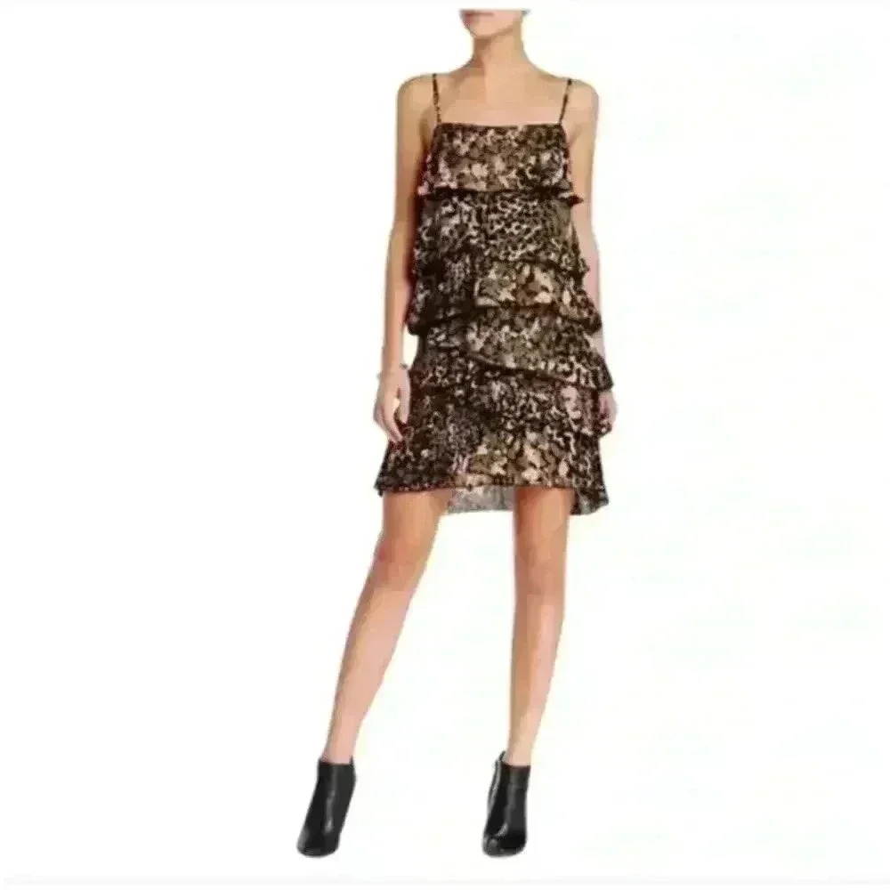 Rebecca Minkoff Y2K Jessica 100% Silk Camo Whimsy Goth Pink/Green Size Small